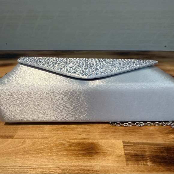 Rectangle Silver Iridescent Cocktail Clutch - Picture 7 of 10